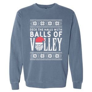 Balls Of Volley Xmas Volleyball Ugly Christmas Gift Funny Gift Garment-Dyed Sweatshirt