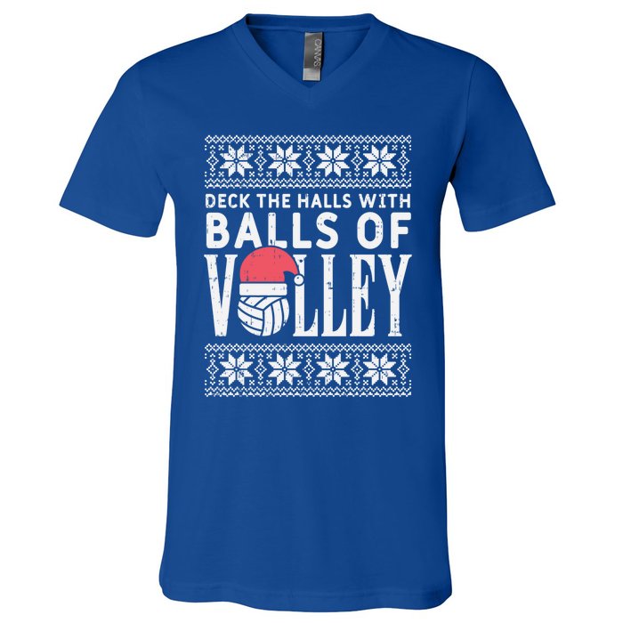 Balls Of Volley Xmas Volleyball Ugly Christmas Gift Funny Gift V-Neck T-Shirt