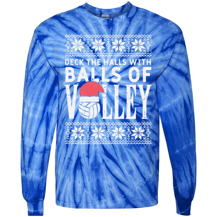 Balls Of Volley Xmas Volleyball Ugly Christmas Gift Funny Gift Tie-Dye Long Sleeve Shirt