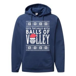 Balls Of Volley Xmas Volleyball Ugly Christmas Gift Funny Gift Performance Fleece Hoodie