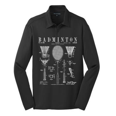 Badminton Old Vintage Patent Drawing Print Cute Gift Silk Touch Performance Long Sleeve Polo