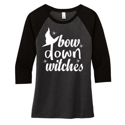 Bow Down Witches Women's Tri-Blend 3/4-Sleeve Raglan Shirt