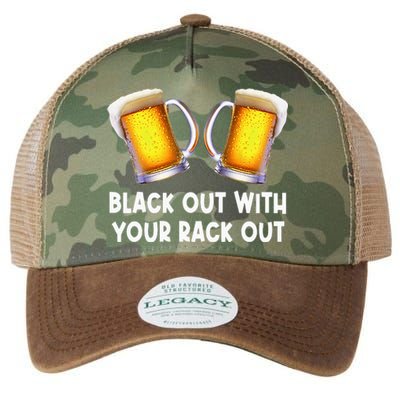 Black Out With Your Rack Out Drinking Funny White Trash Legacy Tie Dye Trucker Hat