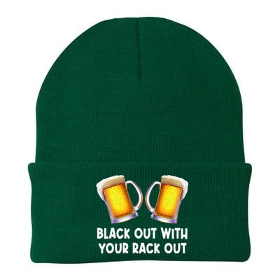 Black Out With Your Rack Out Drinking Funny White Trash Knit Cap Winter Beanie