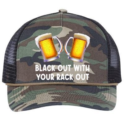 Black Out With Your Rack Out Drinking Funny White Trash Retro Rope Trucker Hat Cap