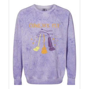 Broom Of Witch Halloween Night Come We Fly Meaningful Gift Colorblast Crewneck Sweatshirt