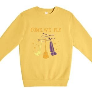 Broom Of Witch Halloween Night Come We Fly Meaningful Gift Premium Crewneck Sweatshirt