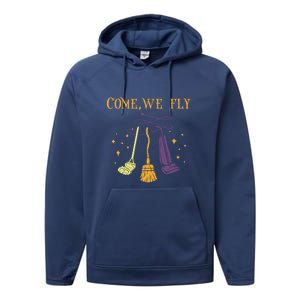 Broom Of Witch Halloween Night Come We Fly Meaningful Gift Performance Fleece Hoodie