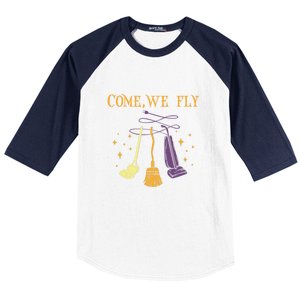 Broom Of Witch Halloween Night Come We Fly Meaningful Gift Baseball Sleeve Shirt