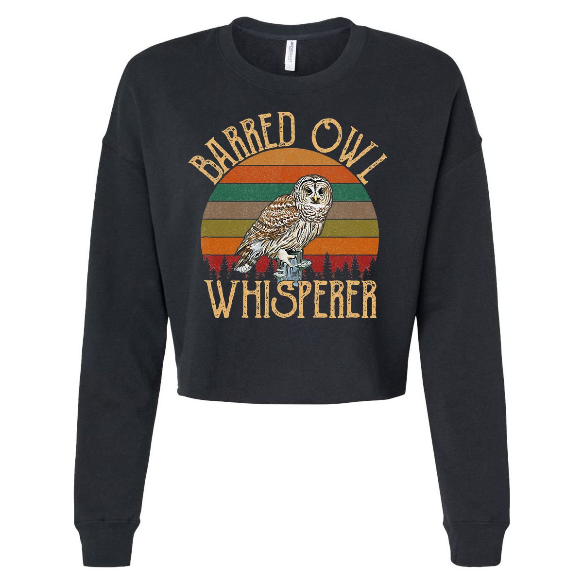 Barred Owl Whisperer, Barred Owl Cropped Pullover Crew