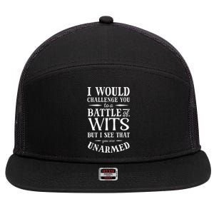 Battle Of Wits A Sarcastic William Shakespeare Quote 7 Panel Mesh Trucker Snapback Hat