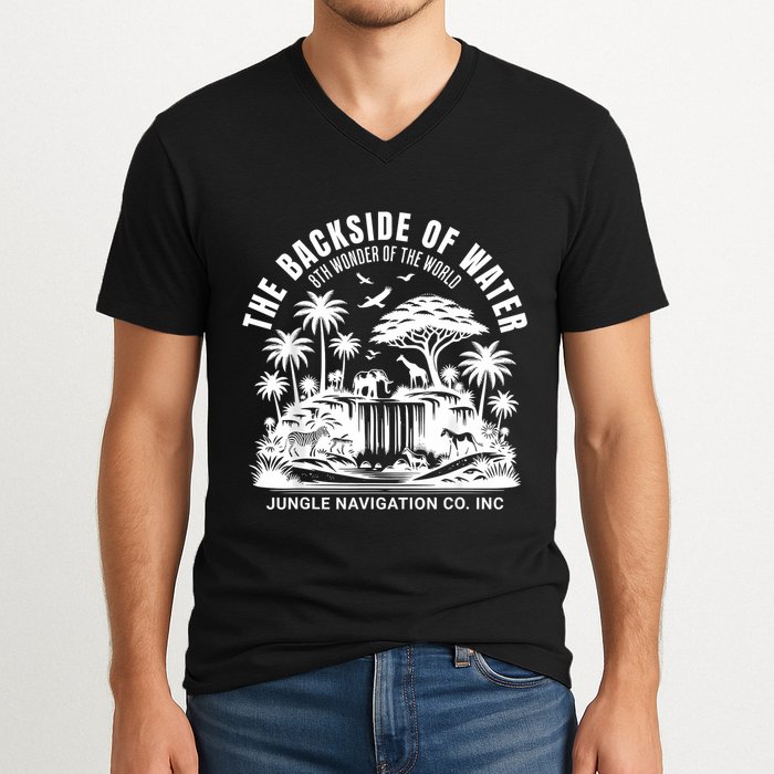 Backside Of Water Cruise Through The Jungle Theme Park Ride V-Neck T-Shirt