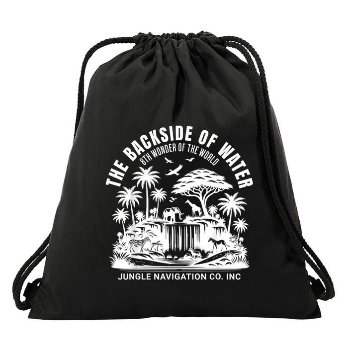 Backside Of Water Cruise Through The Jungle Theme Park Ride Drawstring Bag