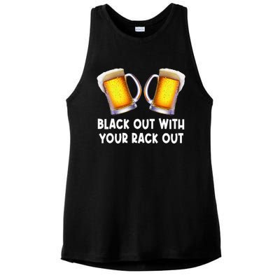 Black Out With Your Rack Out Drinking Ladies PosiCharge Tri-Blend Wicking Tank