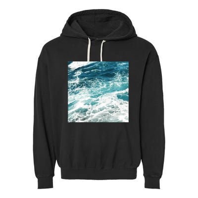 Blue Ocean Waves Garment-Dyed Fleece Hoodie