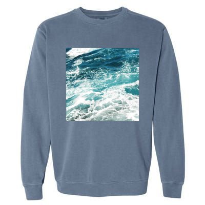 Blue Ocean Waves Garment-Dyed Sweatshirt