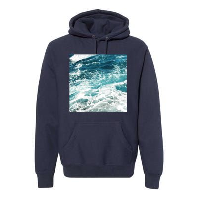 Blue Ocean Waves Premium Hoodie