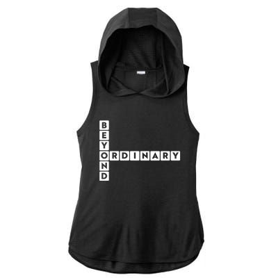 Beyond Ordinary Word Game Style Ladies PosiCharge Tri-Blend Wicking Draft Hoodie Tank