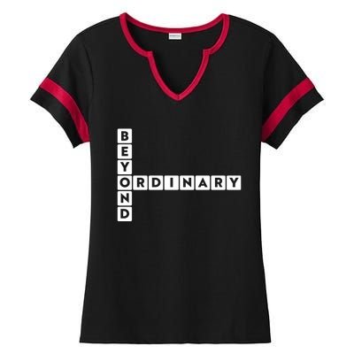 Beyond Ordinary Word Game Style Ladies Halftime Notch Neck Tee