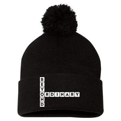 Beyond Ordinary Word Game Style Pom Pom 12in Knit Beanie