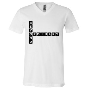 Beyond Ordinary Word Game Style V-Neck T-Shirt