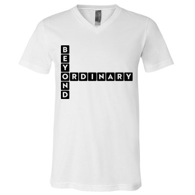 Beyond Ordinary Word Game Style V-Neck T-Shirt