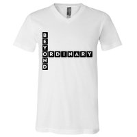 Beyond Ordinary Word Game Style V-Neck T-Shirt