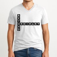 Beyond Ordinary Word Game Style V-Neck T-Shirt
