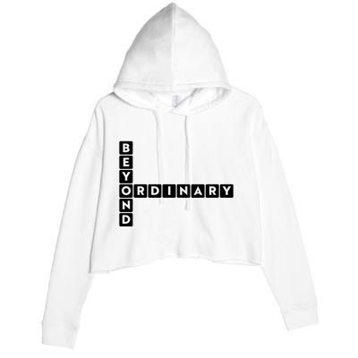 Beyond Ordinary Word Game Style Crop Fleece Hoodie