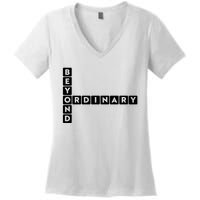 Beyond Ordinary Word Game Style Women's V-Neck T-Shirt