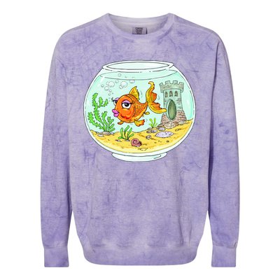 Bowl with Goldfish Cartoon Colorblast Crewneck Sweatshirt