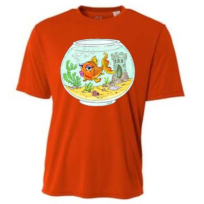 Bowl with Goldfish Cartoon Cooling Performance Crew T-Shirt