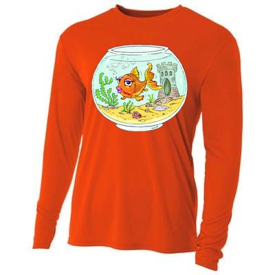 Bowl with Goldfish Cartoon Cooling Performance Long Sleeve Crew