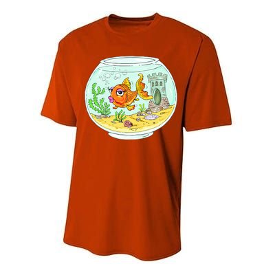 Bowl with Goldfish Cartoon Performance Sprint T-Shirt