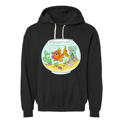 Bowl with Goldfish Cartoon Garment-Dyed Fleece Hoodie