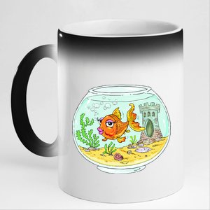 Bowl with Goldfish Cartoon 11oz Black Color Changing Mug