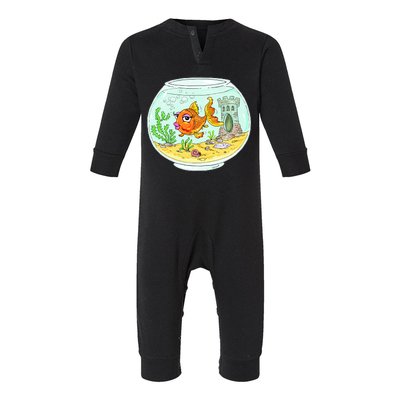 Bowl with Goldfish Cartoon Infant Fleece One Piece