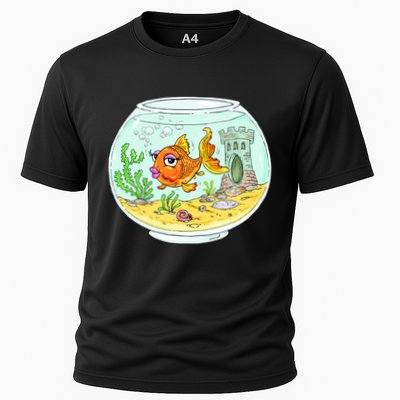 Bowl with Goldfish Cartoon Performance Shirt