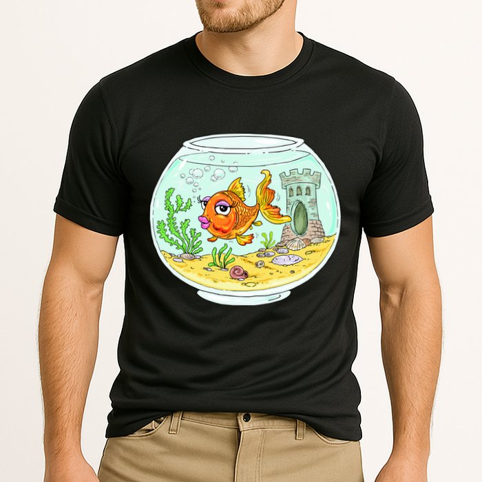 Bowl with Goldfish Cartoon Cooling Performance Crew T-Shirt