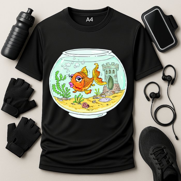 Bowl with Goldfish Cartoon Cooling Performance Crew T-Shirt