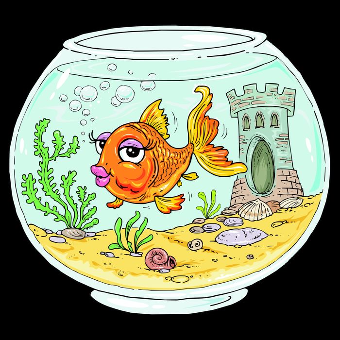 Bowl with Goldfish Cartoon Cooling Performance Crew T-Shirt