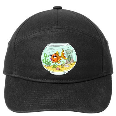 Bowl with Goldfish Cartoon 7-Panel Snapback Hat
