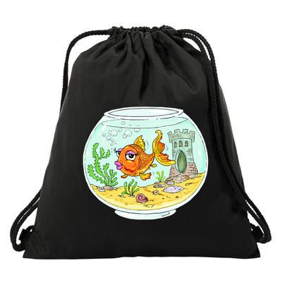 Bowl with Goldfish Cartoon Drawstring Bag
