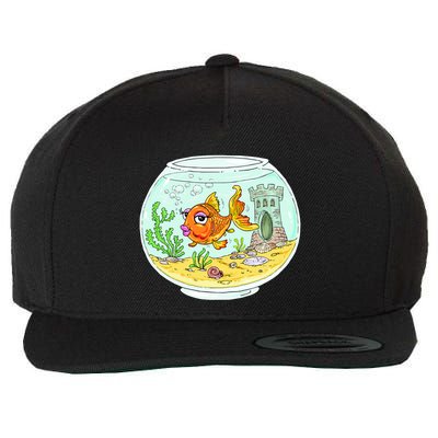 Bowl with Goldfish Cartoon Wool Snapback Cap