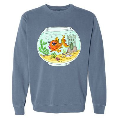 Bowl with Goldfish Cartoon Garment-Dyed Sweatshirt