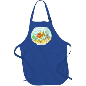 Bowl with Goldfish Cartoon Full-Length Apron With Pockets