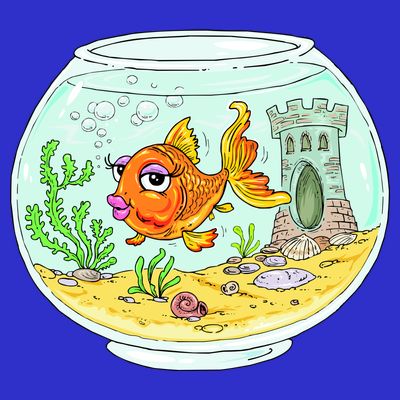 Bowl with Goldfish Cartoon T-Shirt