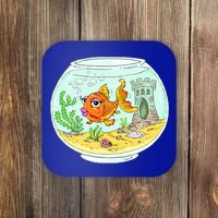 Bowl with Goldfish Cartoon Coaster