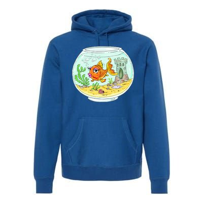 Bowl with Goldfish Cartoon Premium Hoodie