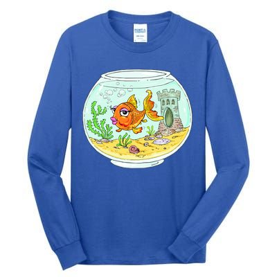 Bowl with Goldfish Cartoon Tall Long Sleeve T-Shirt